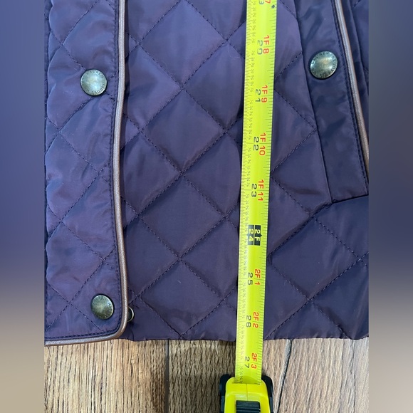 Lauren Ralph Lauren Quilted Plum Puffer Vest Womens Leather Trim Epaulettes Sz.S - Picture 11 of 12